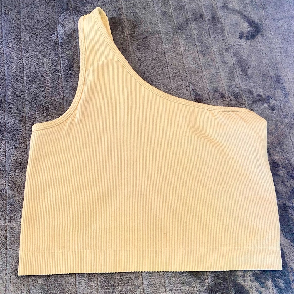 JoyLab Tan Asymmetrical Bodysuit Crop Top